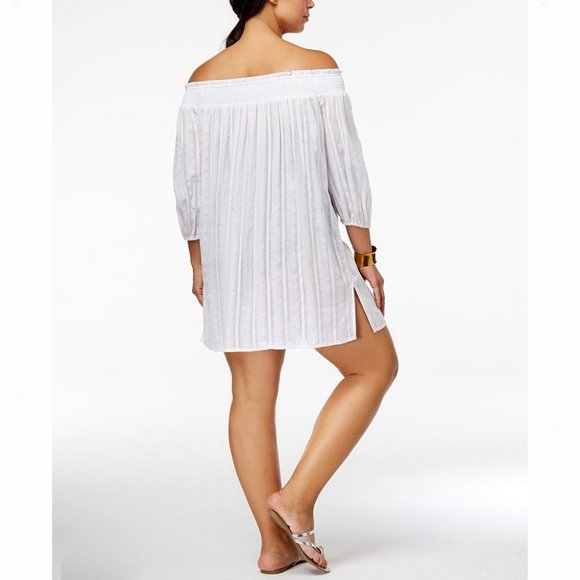 Ralph Lauren Smocked Off-The-Shoulder Cover-Up - Picture 5 of 14